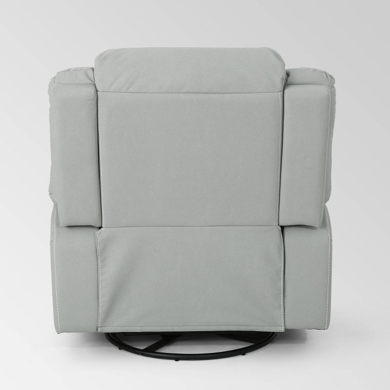 Malic Classic Leather Swivel Recliner Light Gray - Christopher Knight Home