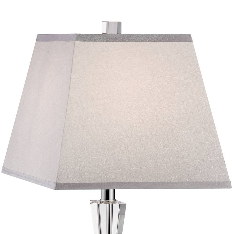 Vienna Full Spectrum Art Deco Table Lamp Stacked Crystal Base Gray Tapered Square Shade for Living Room Family Bedroom Bedside