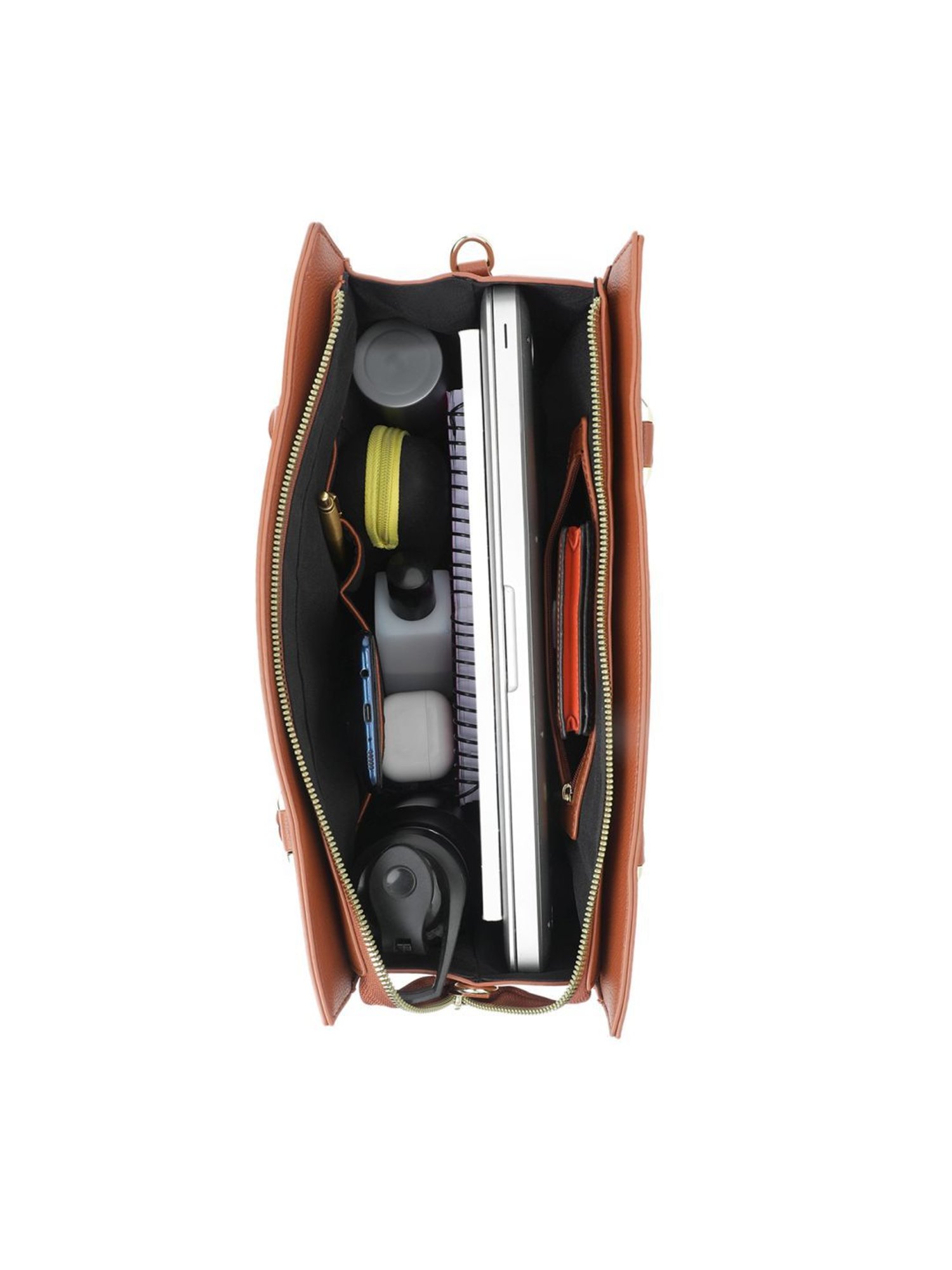 Tyra Eslarie Tan Solid Faux Leather Tote Handbag