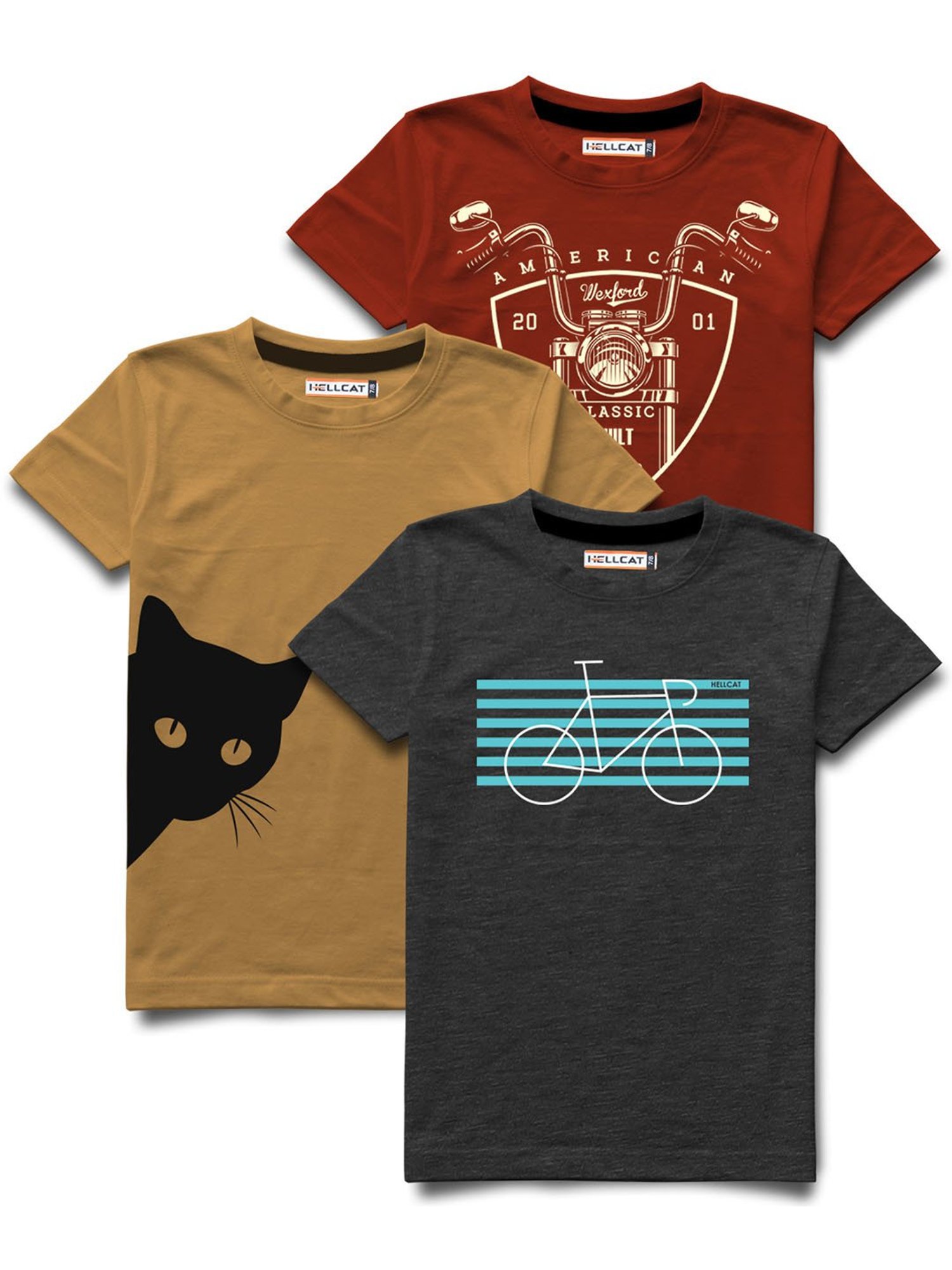 HELLCAT Multicolor Printed T-Shirt (Pack Of 3)