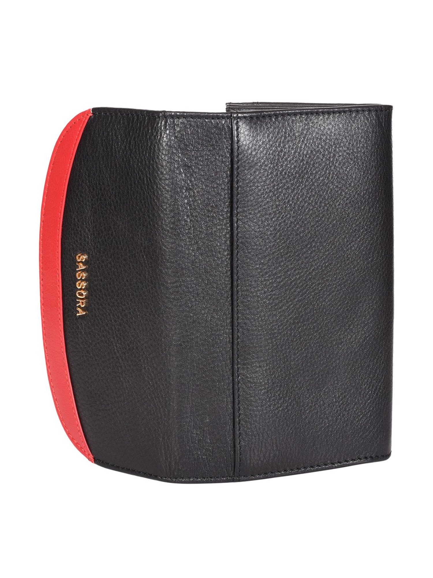 SASSORA Black & Red Solid Rfid Wallet for Women