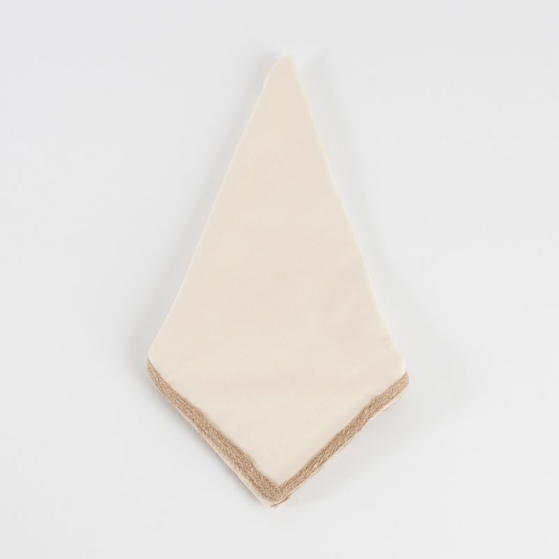 Saro Lifestyle Burlap Trimmed Design Napkin (set of 4 pcs)