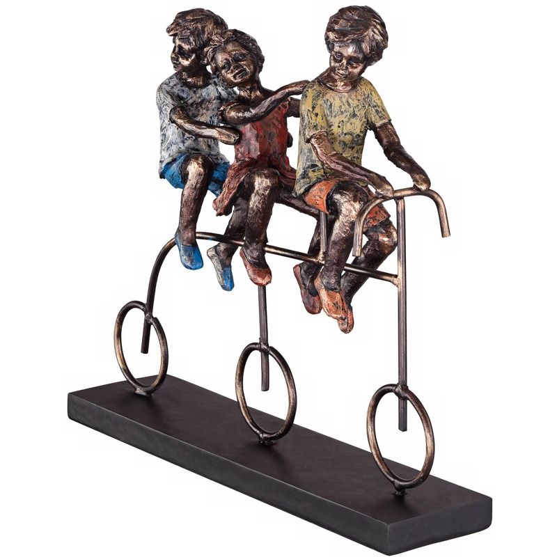 Dahlia Studios Children Riding Bike 12 3/4" Wide Sculpture