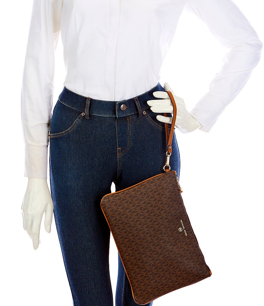 Michael Kors Zebra Signature Jet Set Double Zip Wristlet