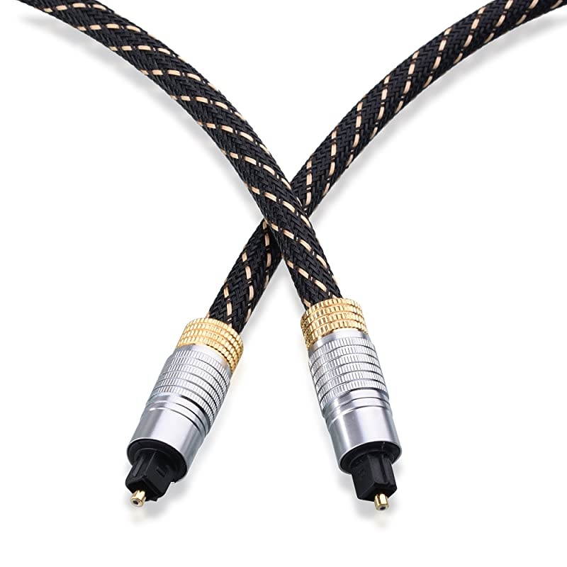 2Pack Toslink Toslink Optical Digital Optical Audio 3 Feet with Metal Connectors and Braided Jacket