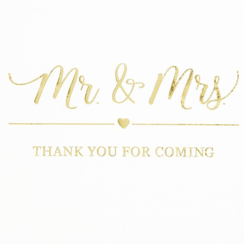 Sparkle and Bash 100x Mr Mrs Gold Foil Disposable Cocktail Napkins for Weddings Party, white 5 inch, 3 Ply