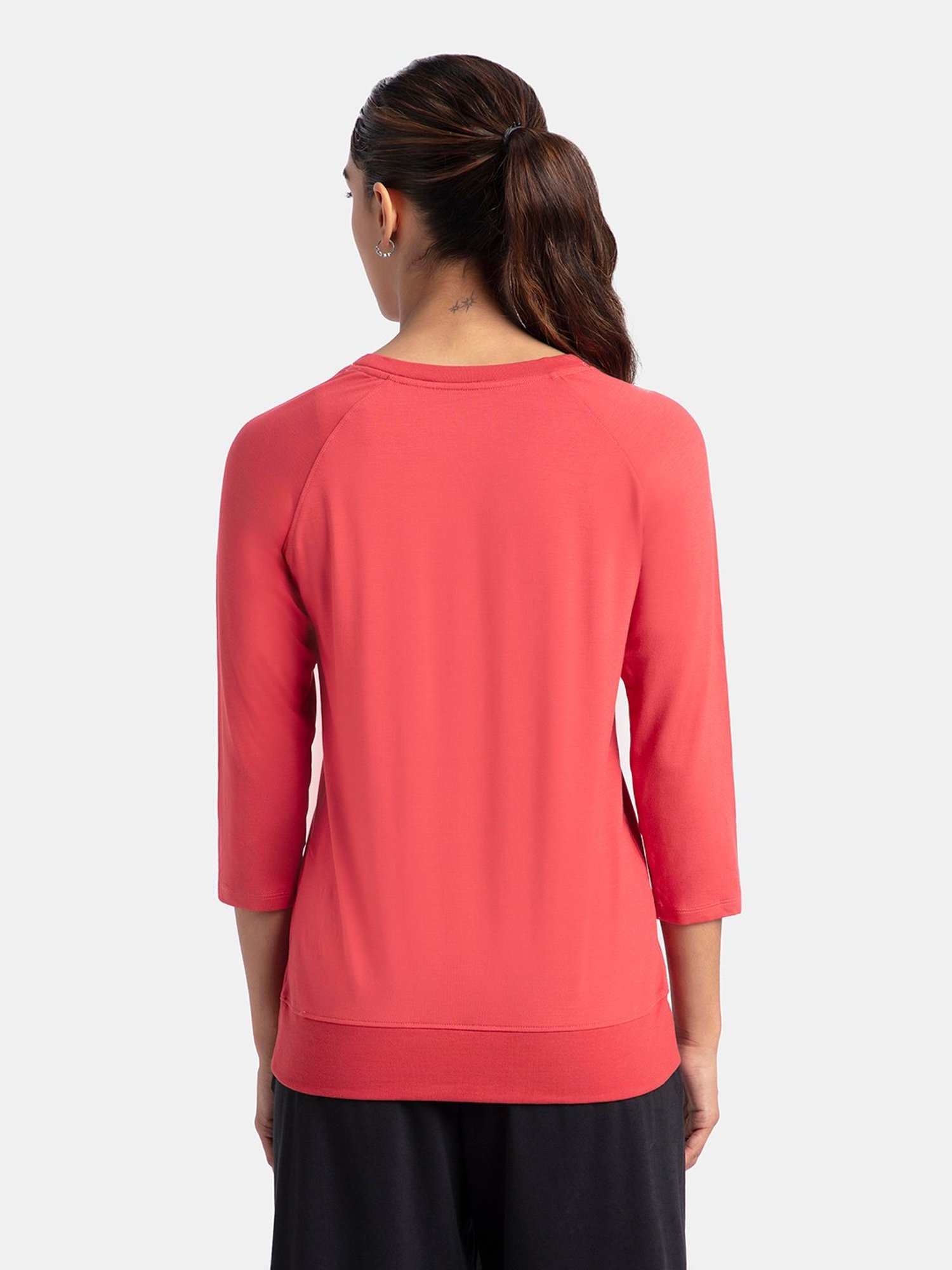 Jockey AW14 Women's Super Combed Cotton Viscose Regular Fit Solid Three Quarter Sleeve T-Shirt