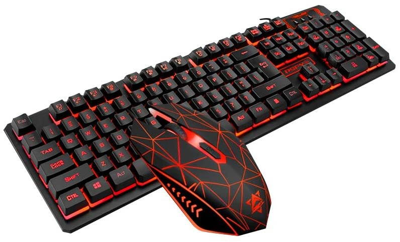 Docooler USB Wired Gaming Keyboard and Mouse Combo Waterproof Mice for Gaming Laptop Desktop
