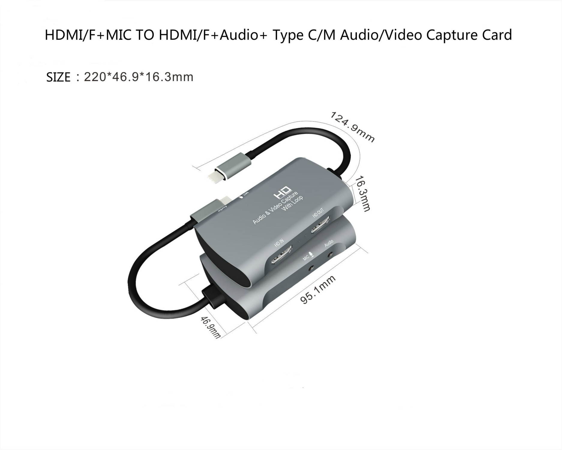 NOUSIJA HDMI/F+MICPHONE TO HDMI/F+Audio+ Type C/M audio/video capture card,HDMI to Type C/M 1080p Record for Video Recording,High Definition Acquisition, Live Broadcasting