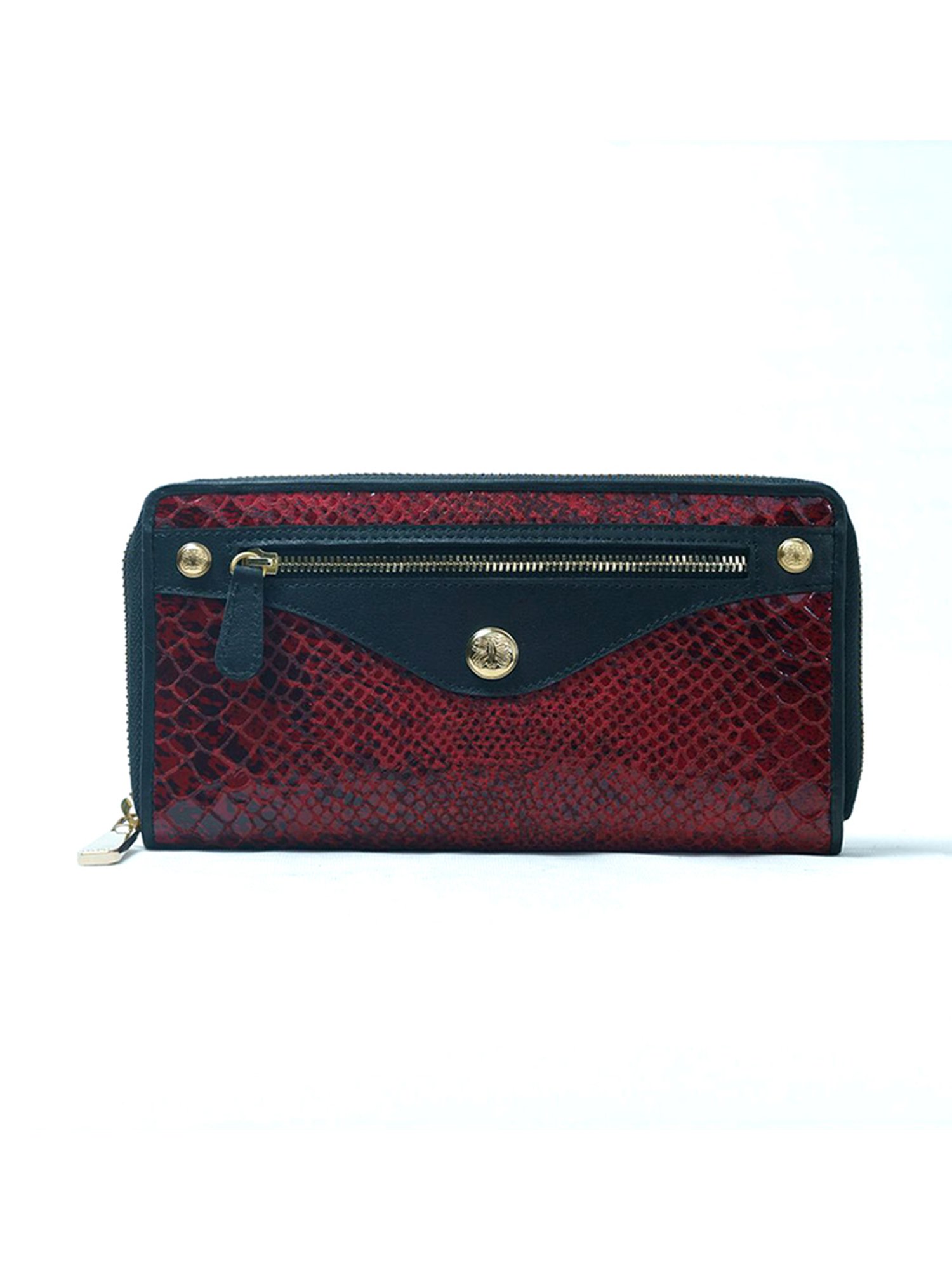 RI2K London Red Leather Textured Zip around Wallet