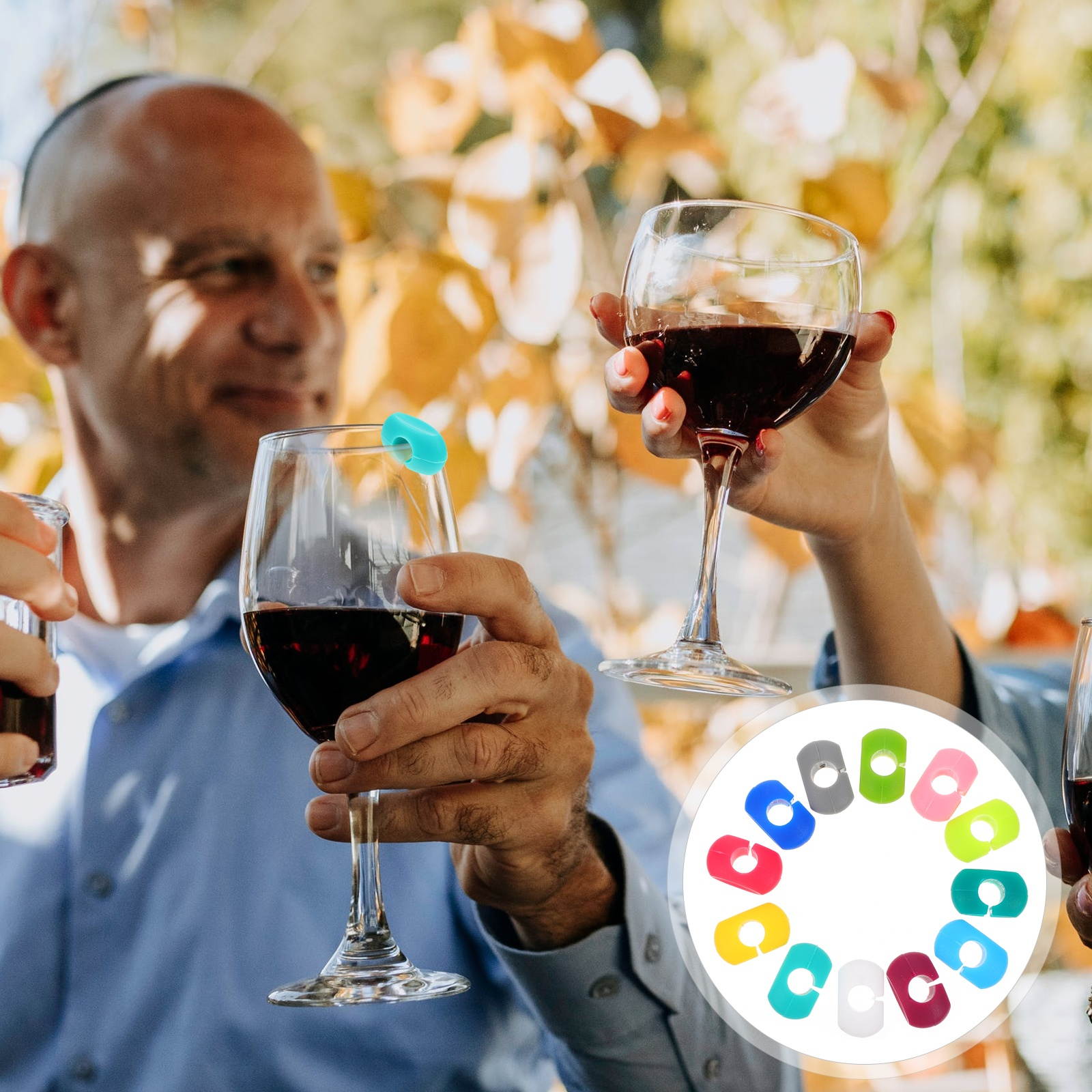 1 Set of Silicone Useful Nonslip Creative Red Wine Glass Markers Wine Glass Clips Wine Charms Durable Reusable Convenient Cup Clips Tag Clips Glass Clips Label Clips for Dinner Home KTV Buffet Party