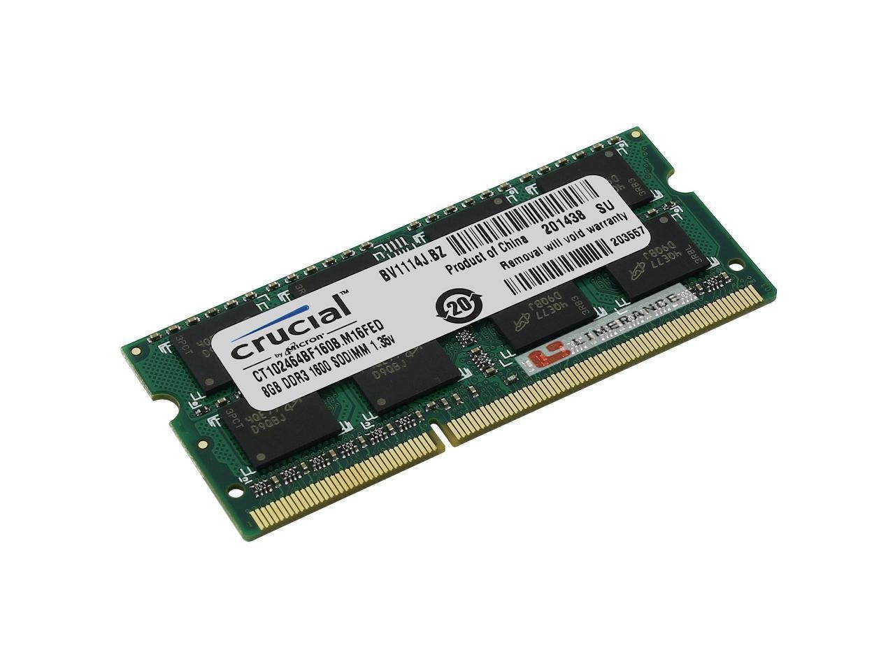 Crucial RAM 8GB DDR3L-1600(PC3L-12800) CL-11 1.35V SODIMM CT102464BF160B FOR Laptop  Lenovo S50-30 F91BA