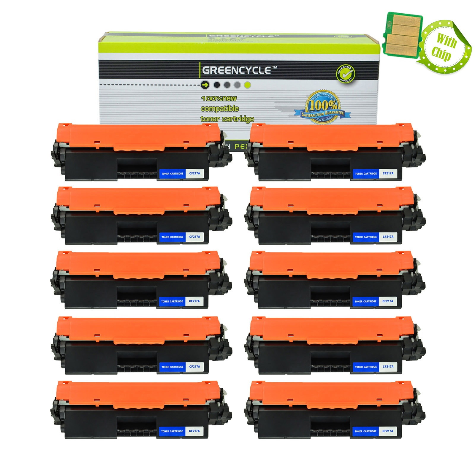 GREENCYCLE Toner Cartridge Compatible for HP 17A CF217A with Chip use in Laserjet Pro M102w MFP M130fn Printer(Black, 10 Pack)