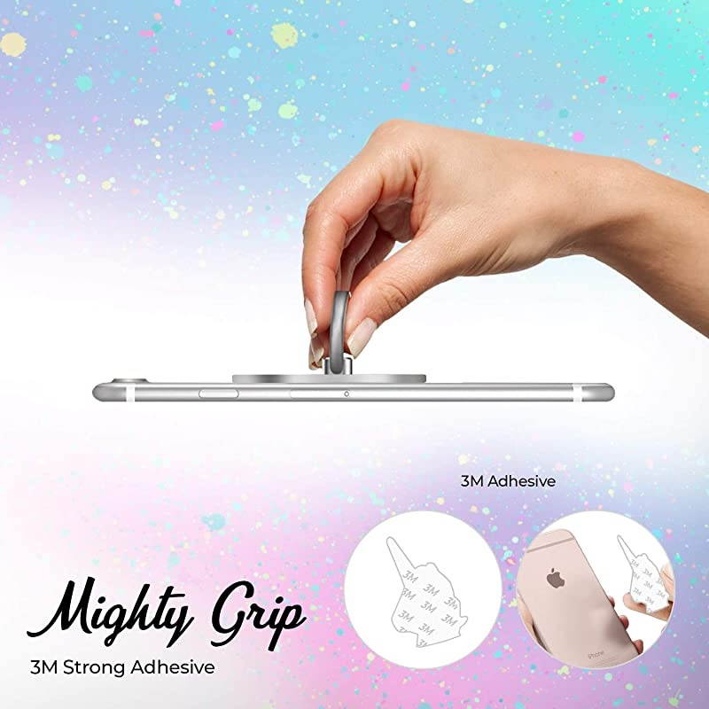 Cellphone Ring Holder Finger Kickstand (2 Pack) -  360&deg; Rotation/Sturdy/Reusable/Grip/Stand/ Universal - Compatible with All Smartphones - Cat Black