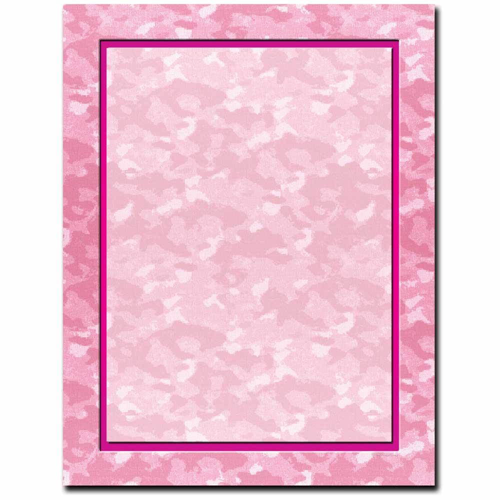 Pink Camo Letterhead Printer Paper, 80 Sheets
