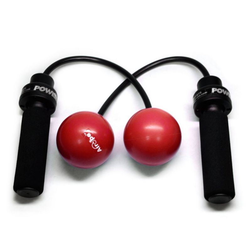 Power Systems Airope Pro Medium Resistance Compact Weighted Rubber Jump Rope Pair with Padded Grip Handles, Red