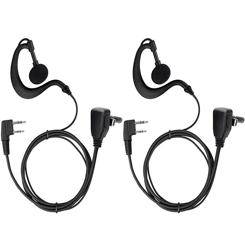 Walkie Talkie Earpiece Headset, 2 Pin 2.5mm/3.5mm G Shape Two Way Radio Headset with PTT Mic, Compatible with UV5R 888S UV-82HP BF-F8HP Kenwood Retevis H-777 RT21 RT22, 10 Pack