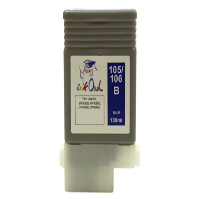 InkOwl Compatible Ink Cartridge Replacement for CANON PFI-105B, PFI-106B (130ml, Blue) for iPF6300, iPF6350, iPF6400, iPF6450 printers