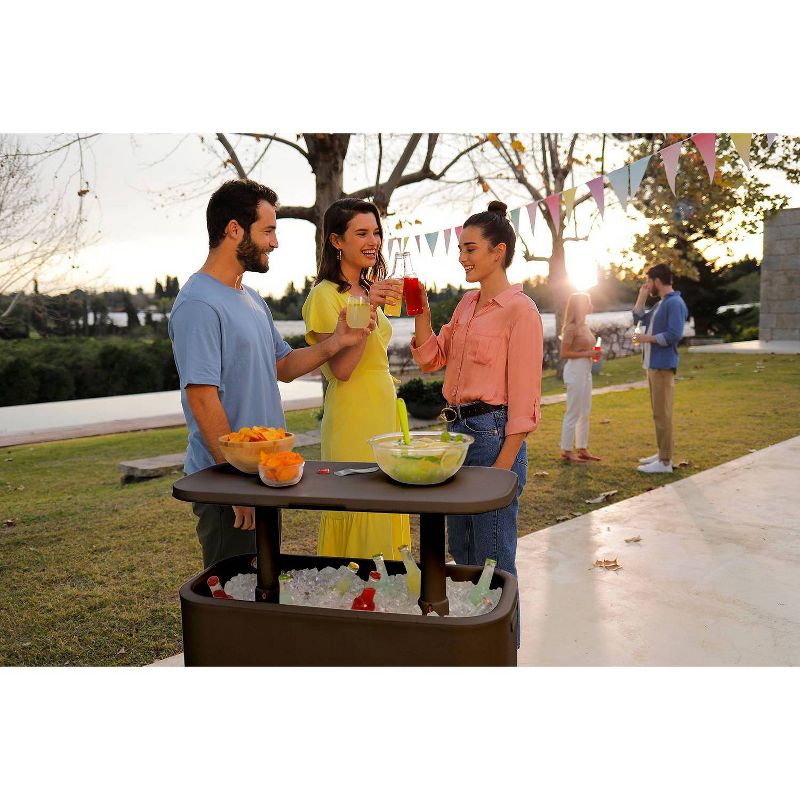 Breeze Bar Patio Beverage Cooler Bar Table - Brown - Keter