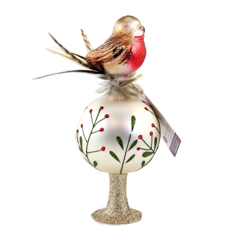 Inge Glas 11.5" Happy Dots Red Matte Finial Tree Topper Christmas  -  Tree Toppers