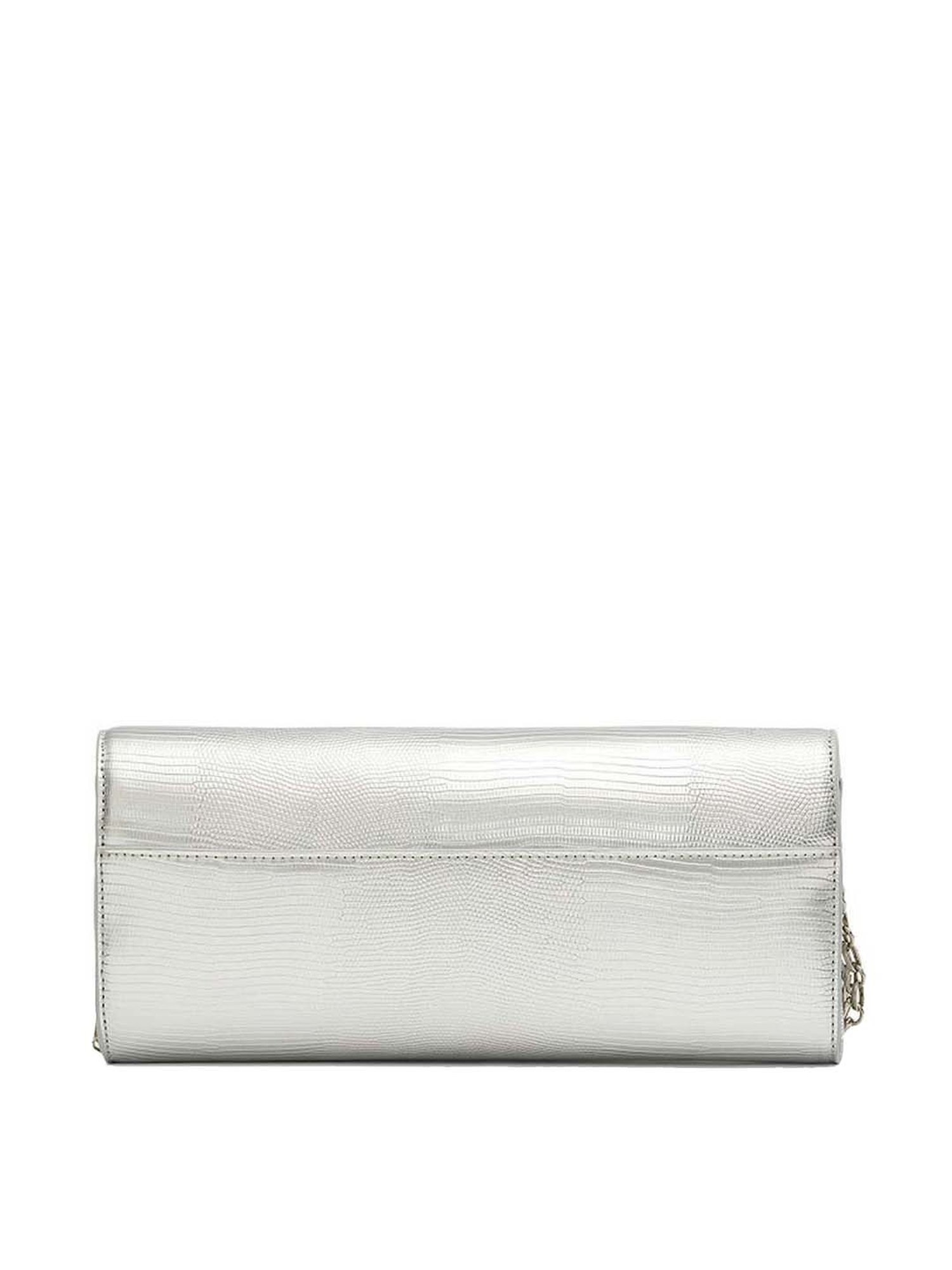 Miraggio Silver Textured Clutch