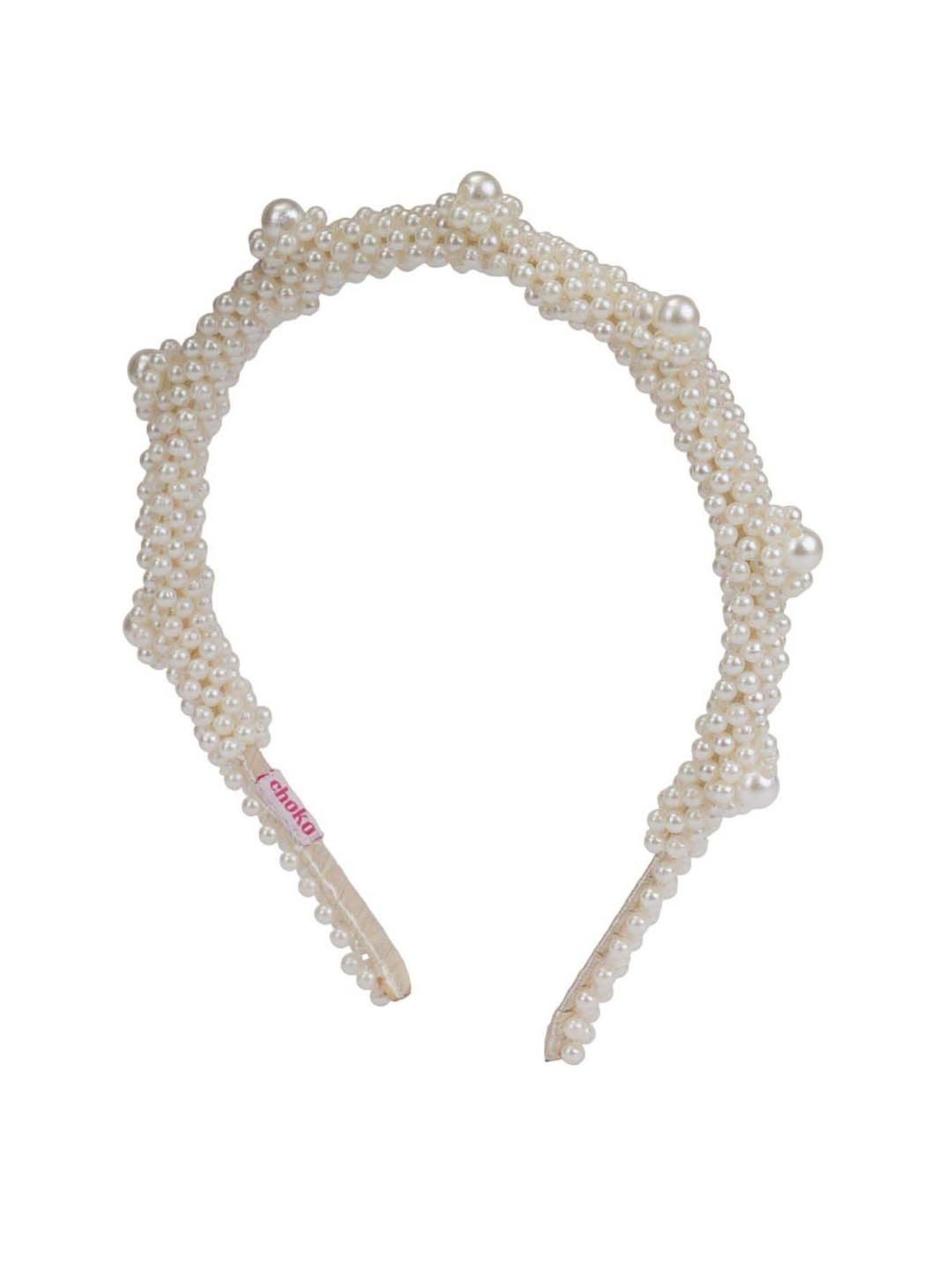 Choko Off White Embellished Hair Band