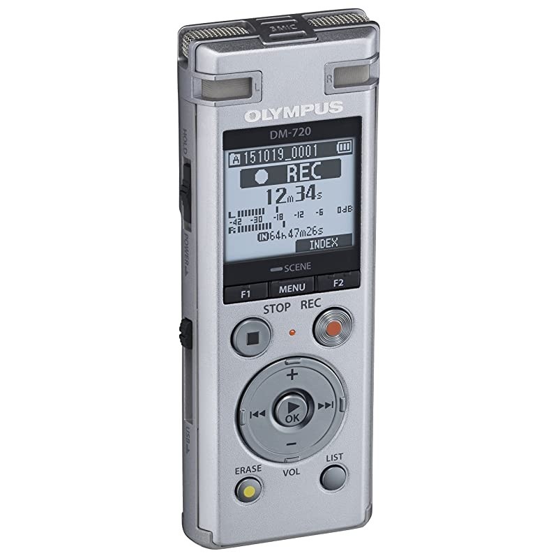 Voice Recorder DM720 with 4GB Micro SD Slot USB Charging Direction PC Connection Transcription Mode Silver
