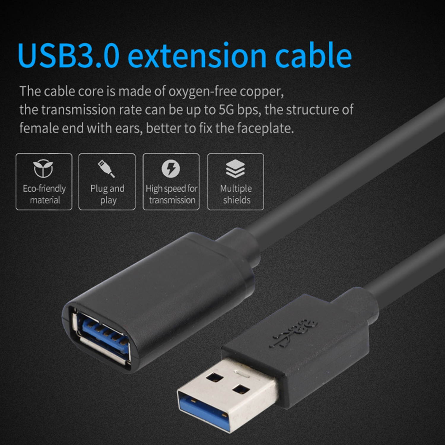 SatelliteSale USB 3.0 Extension Cable A Male to A Female for Data Transfer (15 Feet)