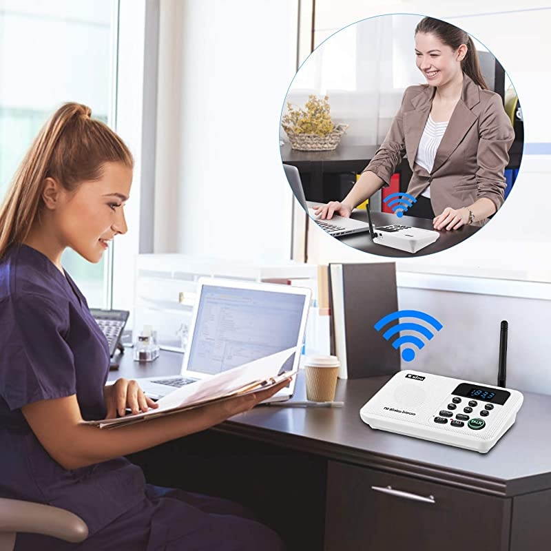 Intercoms Wireless for Home 1 Mile Range 22 Channel 100 Digital Code Display Screen Wireless Intercom System for Home House Business Office Room to Room Intercom Communication4Stations White