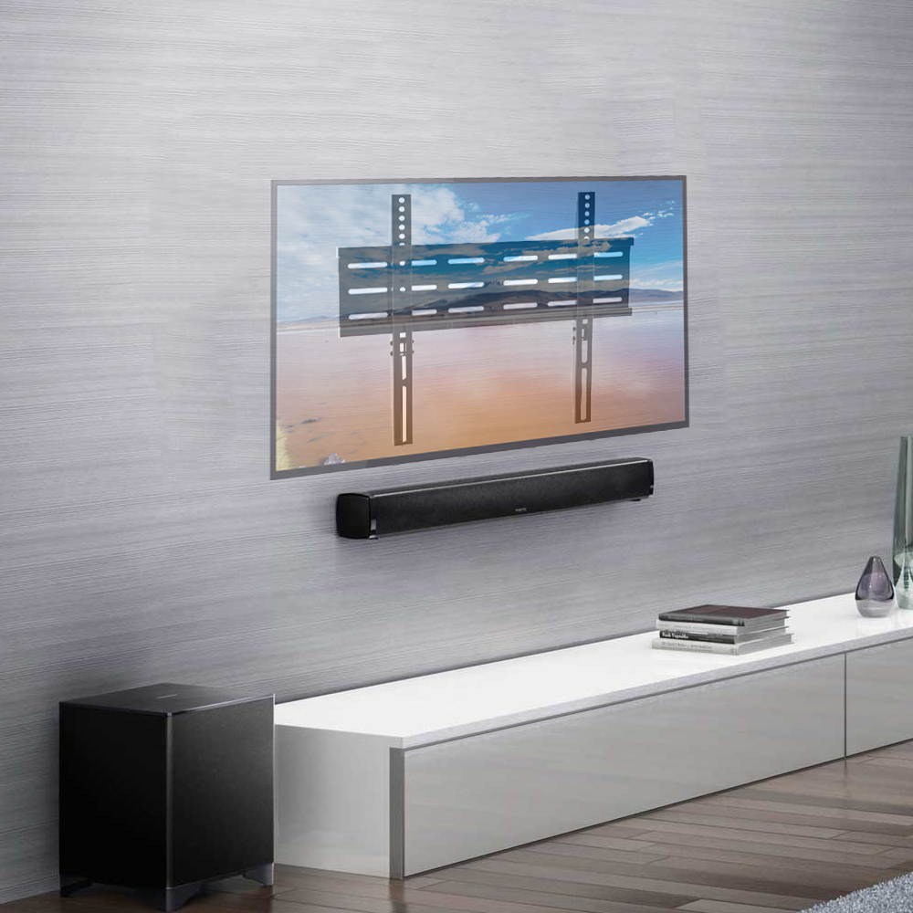 KORAMZI KWM1644F-PRO Fixed TV Wall Mount with Smart Locking System Technology 400x400 VESA Fits 26-55" TV's including Bubble Level & 6 ft. HDMI Cable Pro Series (Black)-New