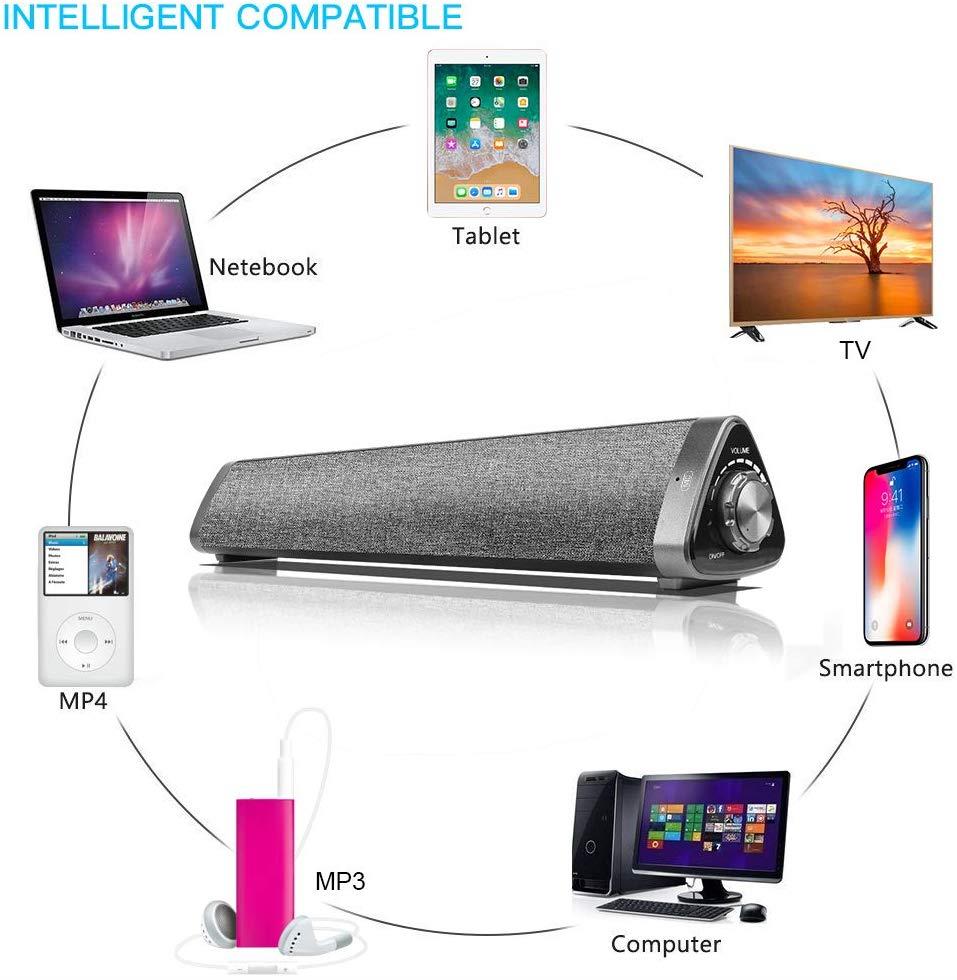 Sanwo Bluetooth Sound Bar Wired and Wireless Home Theater TV Triangle Speaker Bar with Remote Control,TF Card- Surround Sound Bar for TV/PC/Phones/Tablets, 2 X 5W Compact Sound Bar 2.0 Channel
