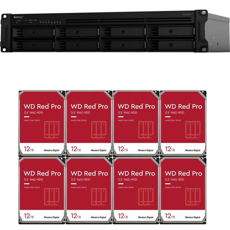 Synology RS1221RP+ RackStation with 32GB RAM and 64TB (8 x 8TB) of Western Digital RED PRO NAS Drives Fully Assembled and Tested By CustomTechSales