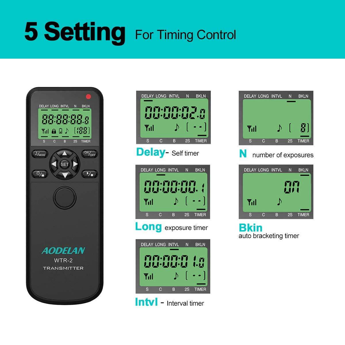 Camera Wireless Remote Control, Timer Shutter Release with Intervalometer and Wired Release Cord for Canon EOS M6 Mark II 90D R 80D 77D 70D 60D 800D 200D 7D Series 5D Series T7 T6i T6s T5i