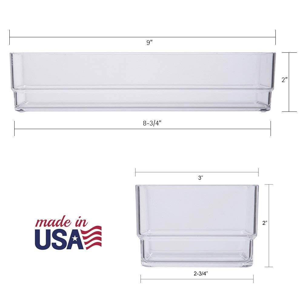 STORi Clear Plastic Vanity and Desk Drawer Organizers | 6 Piece Set