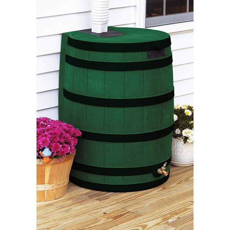 Good Ideas Rain Wizard Rain Collection Rain Barrel 40-Gal. Darkened Ribs, Green