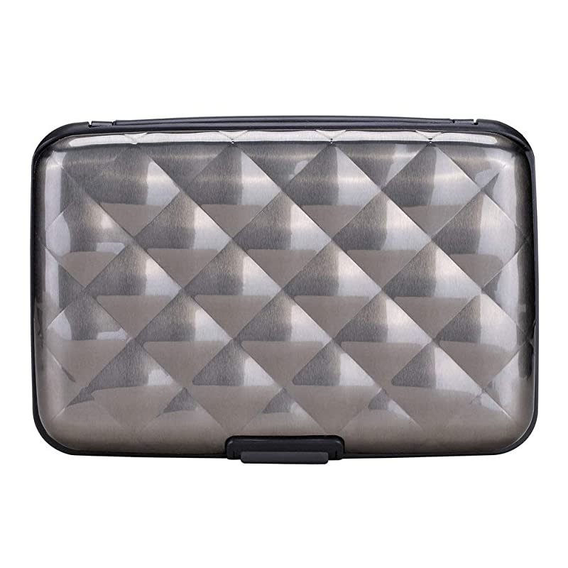 RFID Blocking Credit Card Protector Aluminum ID Case Hard Shell Business Card Holders Metal Wallet for Men or Women (Aluminum, Grey-L)
