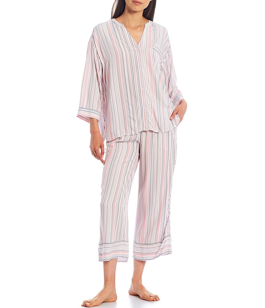 Donna Karan Striped Print Woven Coordinating Sleep Top