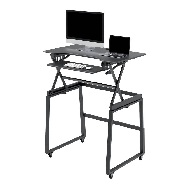 40" Mobile Large Adjustable Height Standing Desk Bundle Black - Rocelco