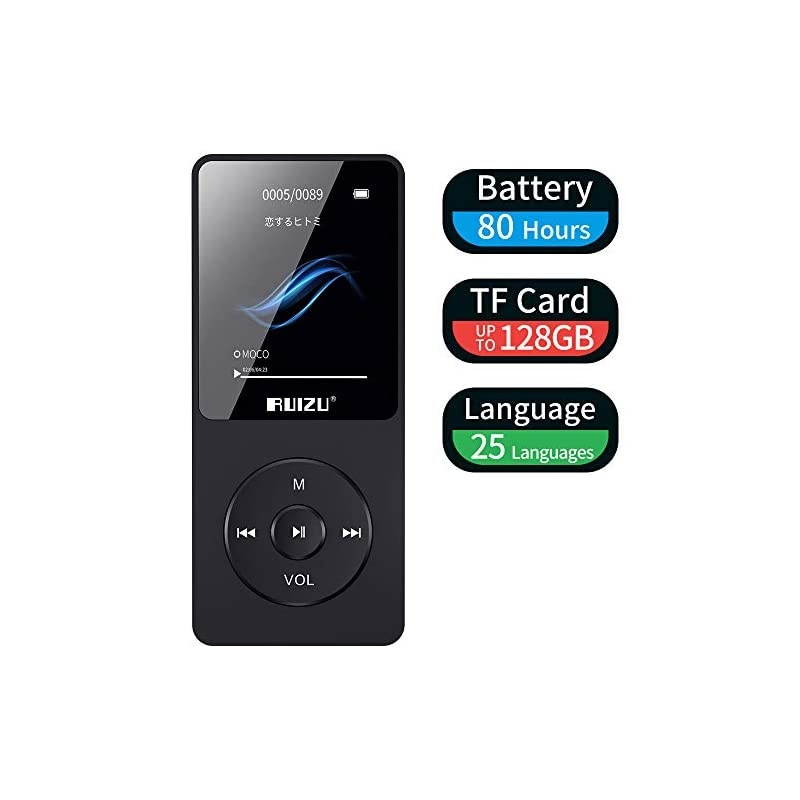 Mp3 Player, X02 16GB Ultra Slim Music Player,Long Battery Life Mp3 with FM Radio, Voice Recorder, Video Play, Text Reading, 80 Hours Playback and Expandable Up to 128 GB (Black)