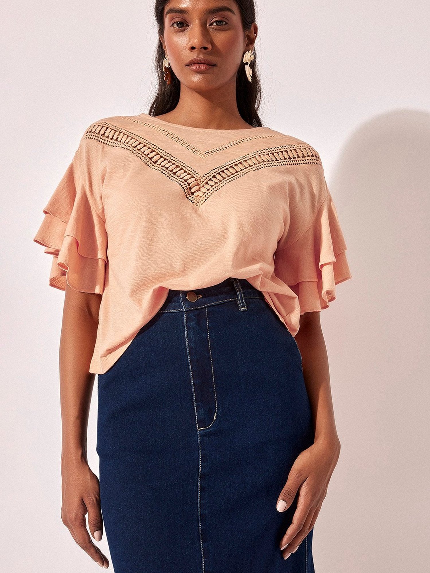 The Label Life Peach Lace Top