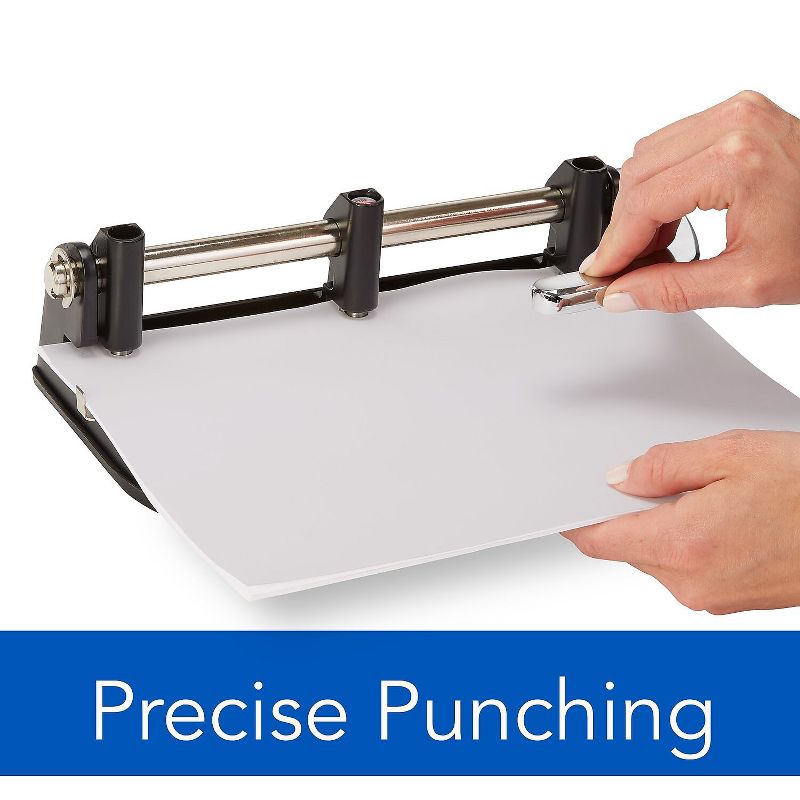 Swingline 40-Sheet Heavy-Duty Lever Action 2-to-7-Hole Punch 11/32" Hole Black/Woodgrain 74400