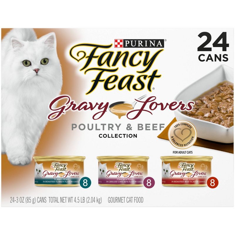 Purina Fancy Feast Gravy Lovers Poultry & Beef Collection Gourmet Wet Cat Food - 3oz/24ct Variety Pack
