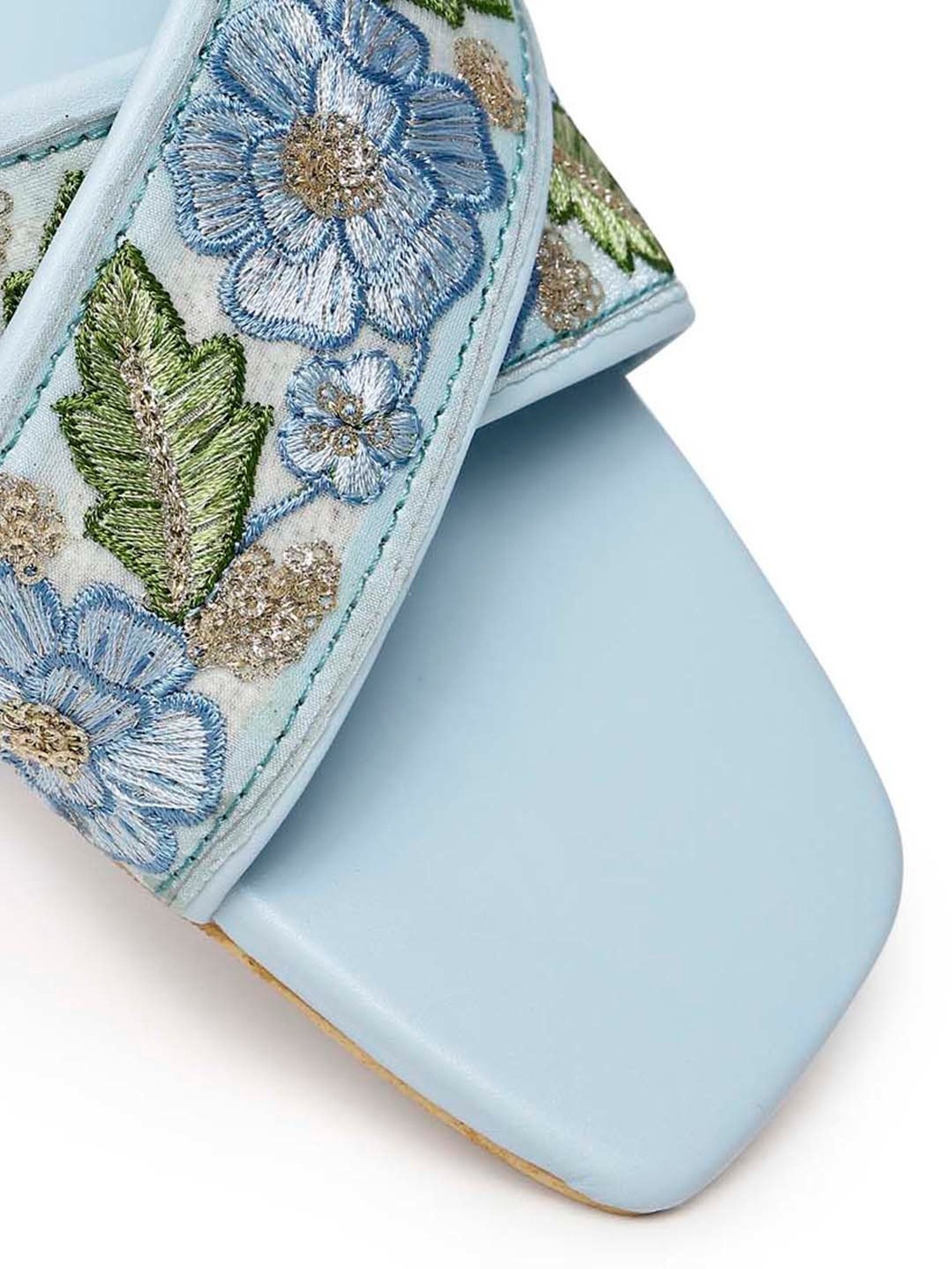 Glam Story Women's Blue Cross Strap Sandals