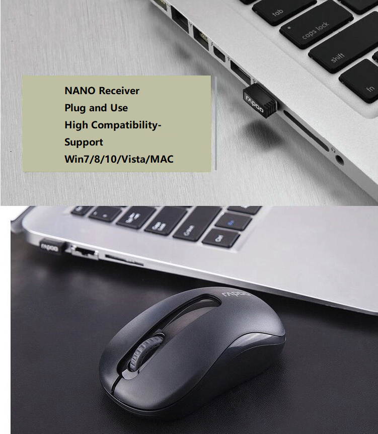 Rapoo M217 White Ergonomic Design Silent Wireless Mouse for Home and Office, Plug, and Use, High Compatibility, Support PC and Laptop, Game-based Chip, Shipped With Big Mouse Pad