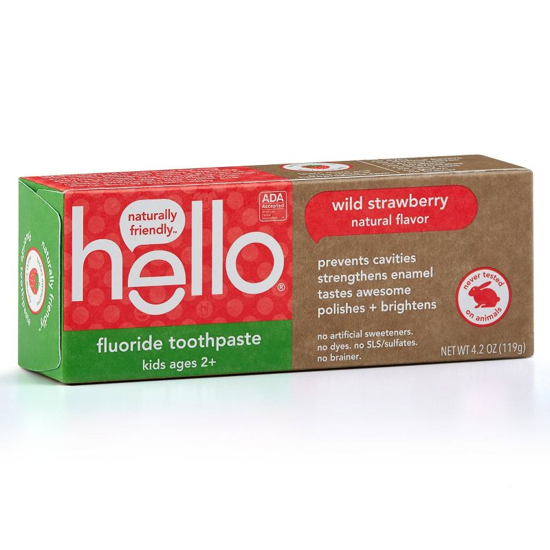 hello Kids Natural Wild Strawberry Anticavity Fluoride Toothpaste , sls Free and Vegan , 4.2oz