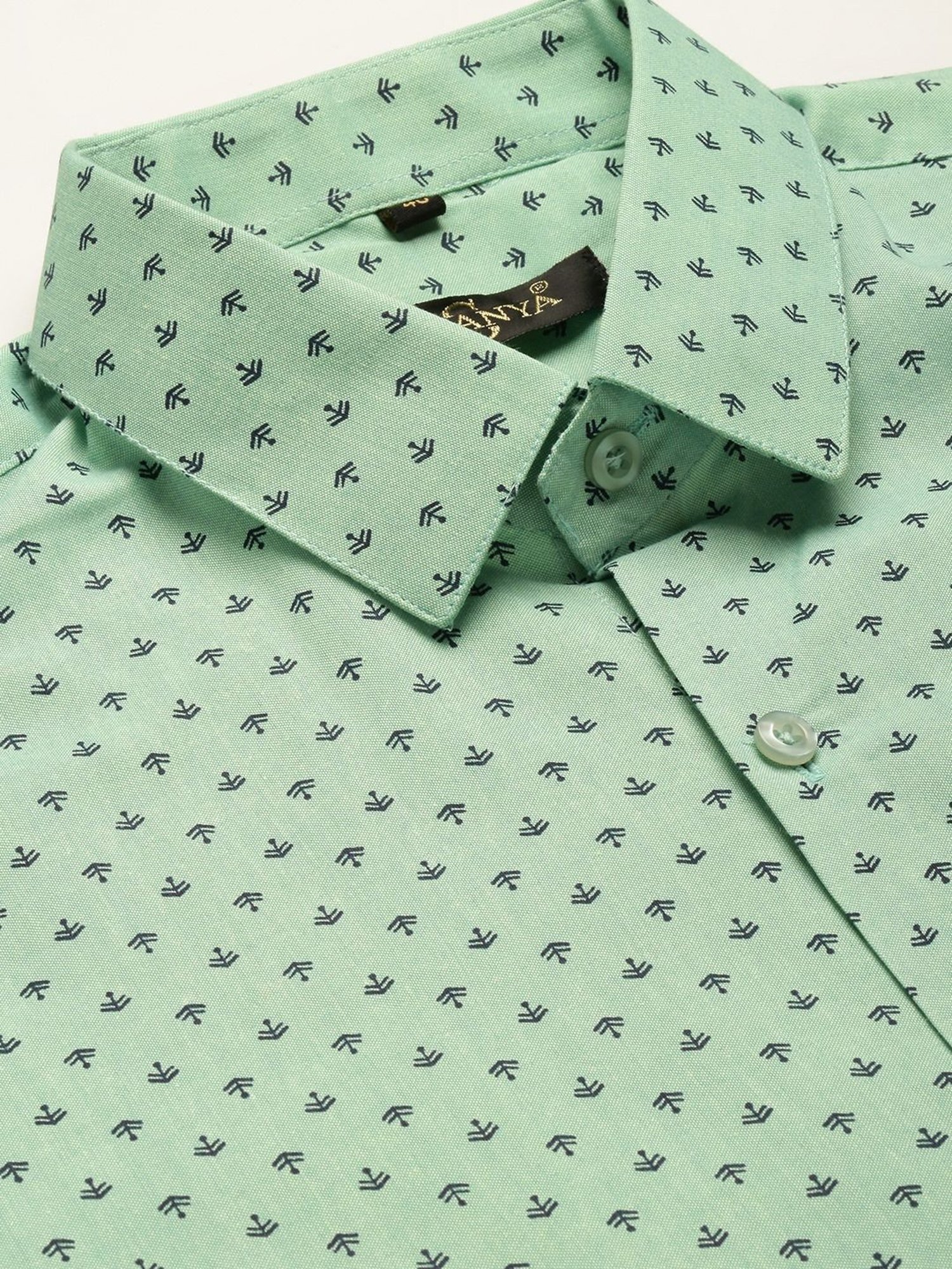 Sojanya Green Cotton Regular Fit Printed Shirt