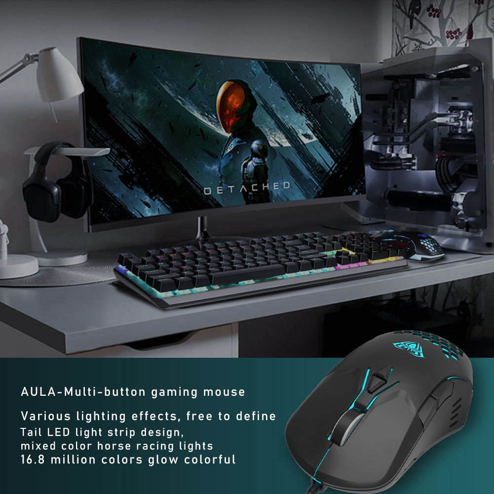 Gaming Mouse with 7 Programmable Buttons, Chroma RGB Backlight & 6400 Adjustable DPI, Ergonomic USB Computer Mouse with High Precision Sensor for Windows PC & Laptop Gamers, Mouse for Laptop