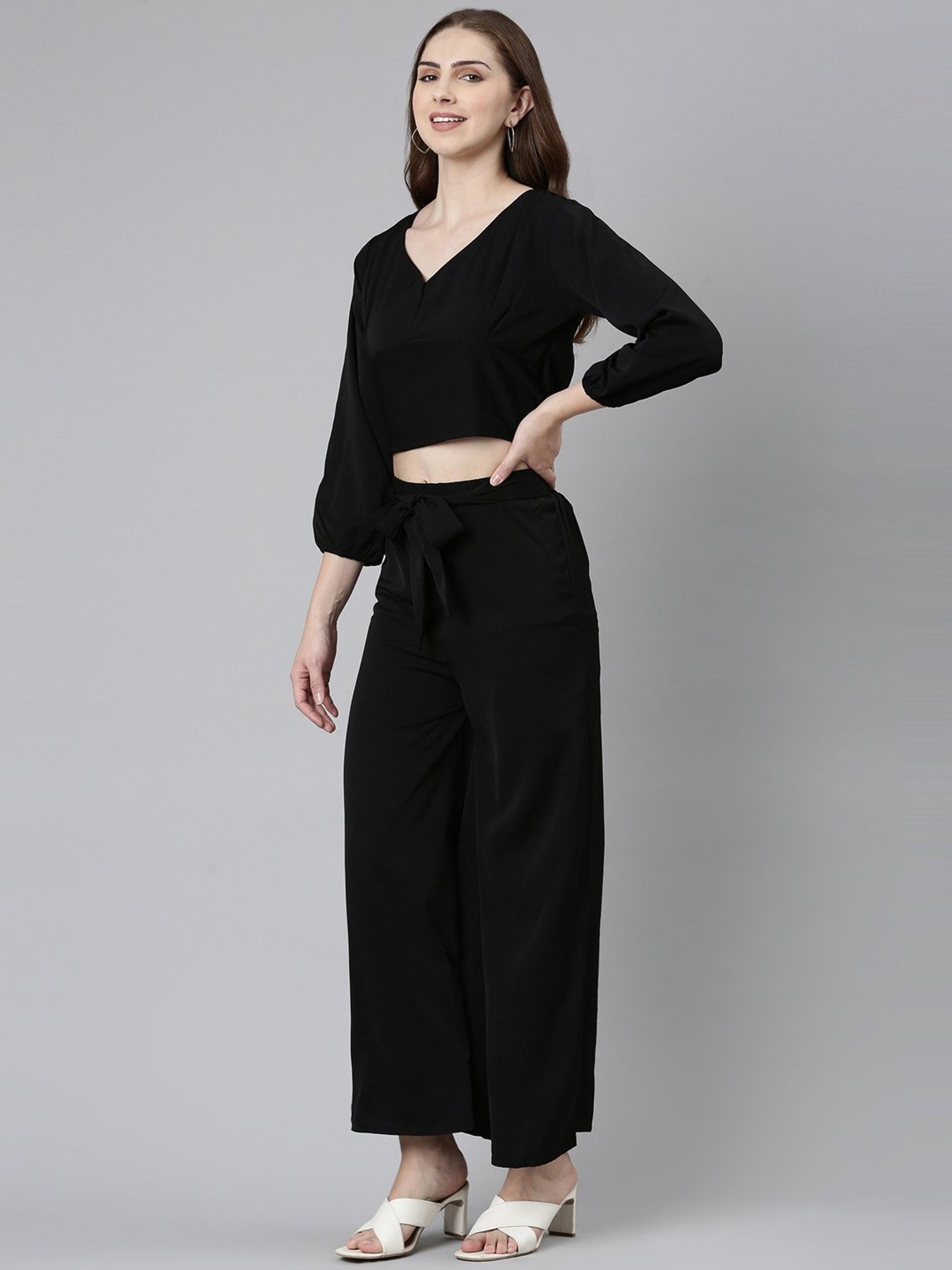 SHOWOFF Black Full Length Co-Ord Set