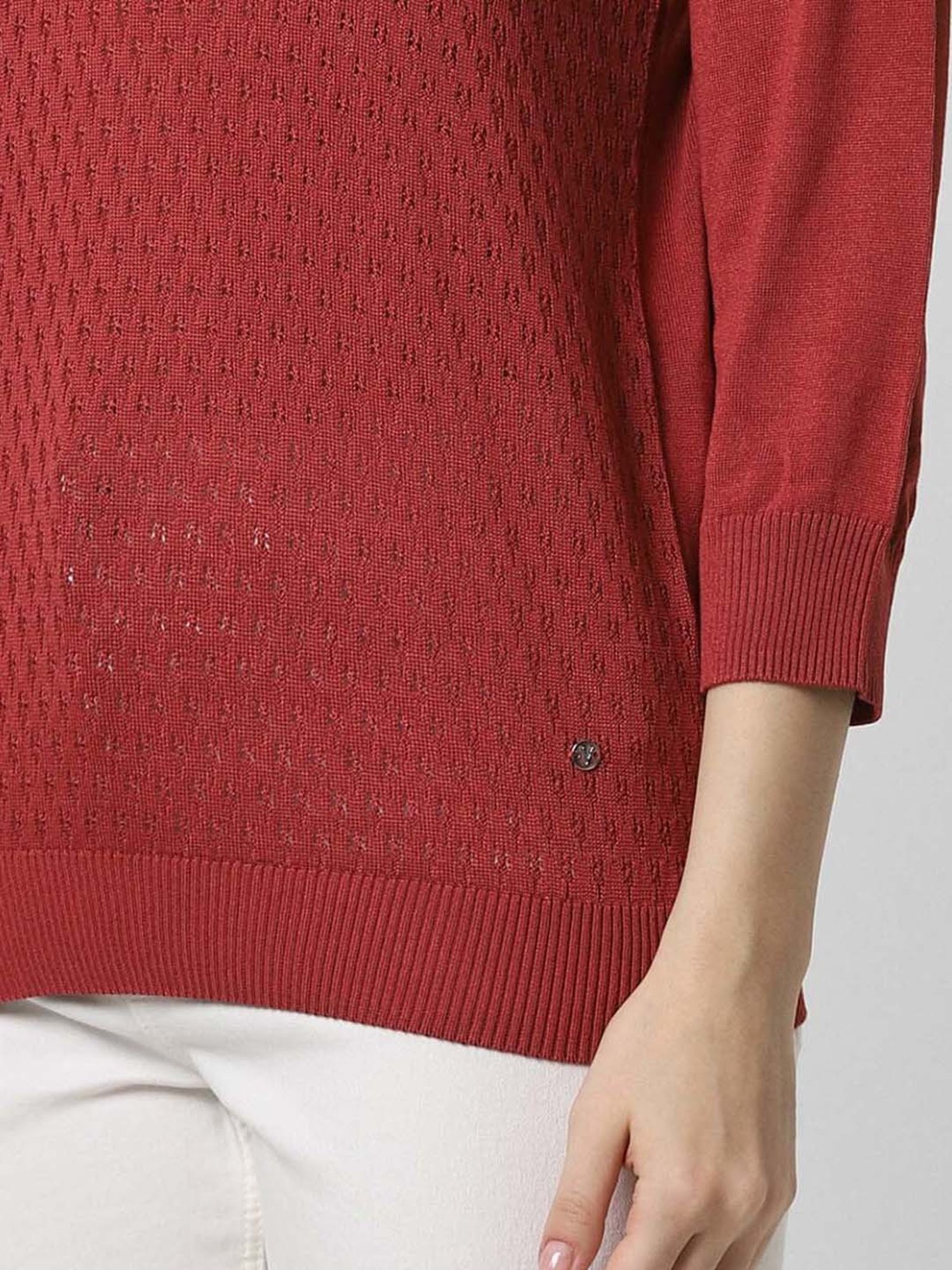 Van Heusen Red Self Pattern Sweater