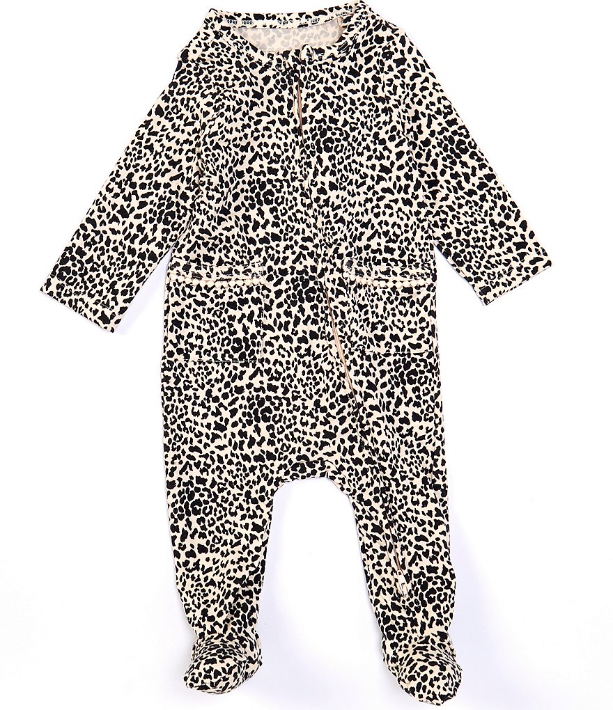 Jessica Simpson Baby Girls 3-9 Months Long-Sleeve Leopard-Print Footed Coverall